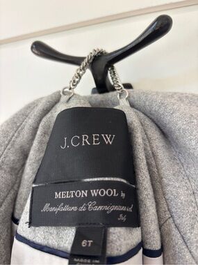 ✨ J. Crew Gray Italian Melton Wool Toggle Duffle Coat, Manifattura di Carmignano